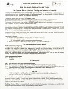 Billings Method Charts - English & Spanish - (Sold only in sets of 5)