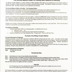 Billings Method Charts - English & Spanish - (Sold only in sets of 5)